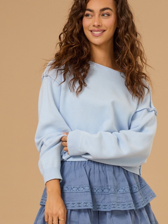 Altar'd State Sweaters - Altar'd State Parker Boatneck Sweater Light Blue Cropped Knit Sweater XS